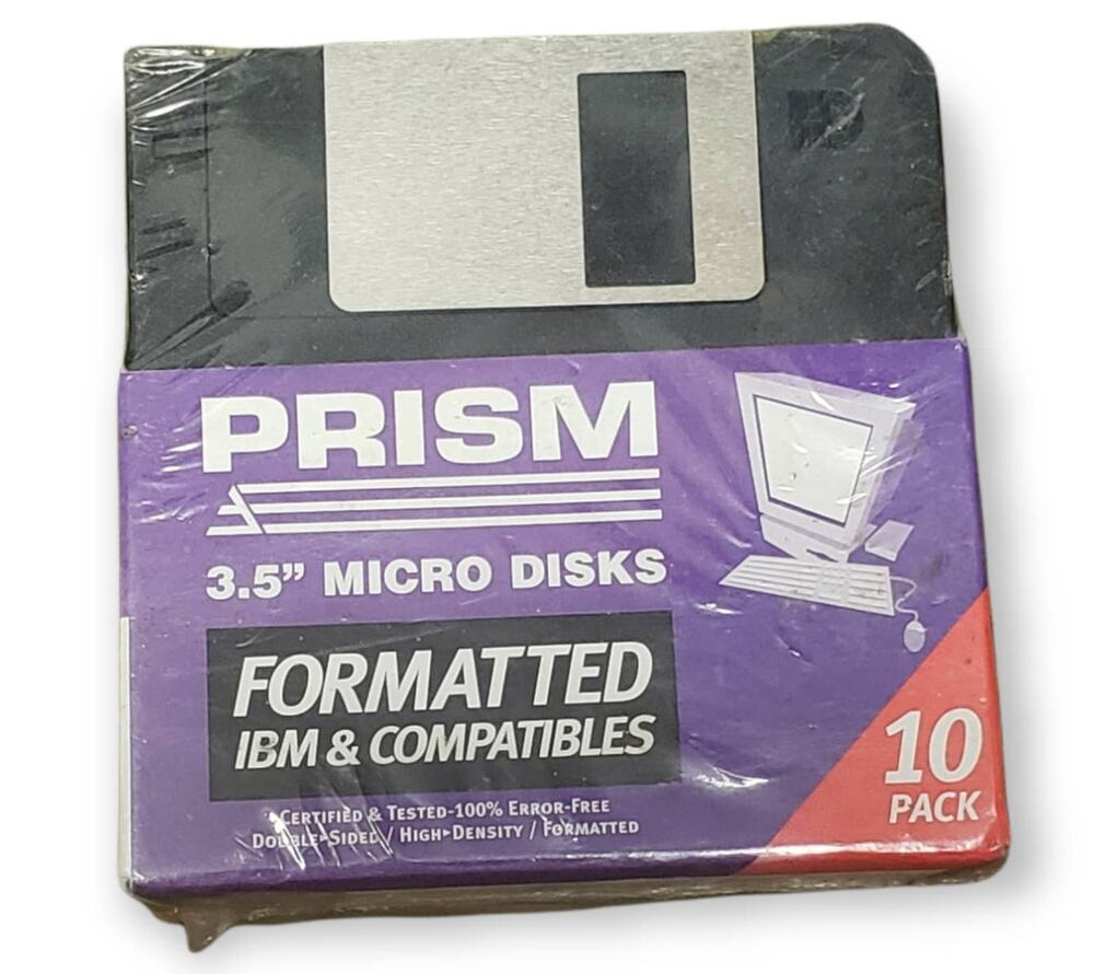 Prism 3.5" Micro Floppy Disks Formatted IBM and Compatibles - Pack of 10 NEW